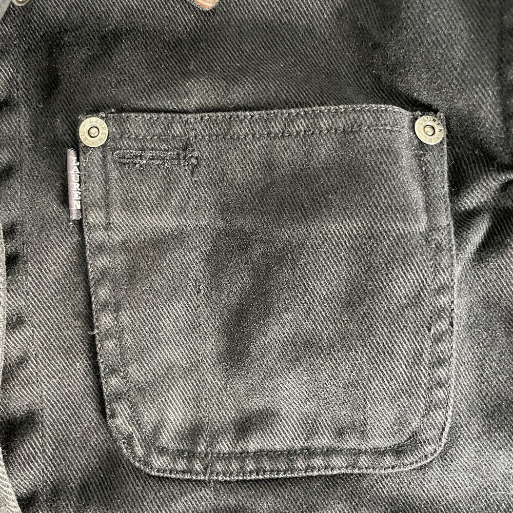Lauren Ralph Lauren Cropped Black Denim Jacket with Leather Collar MD Petite - Picture 5 of 14